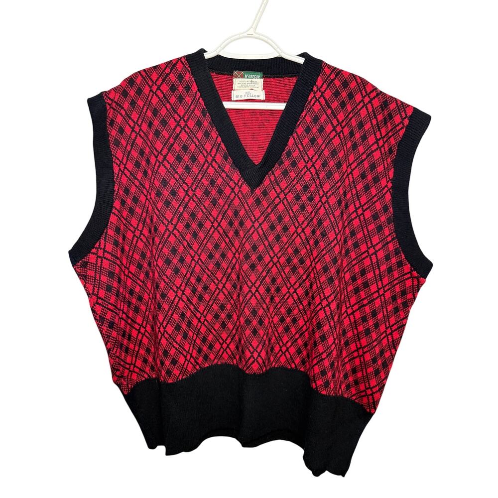 Vintage McGregor plaid sweater vest mens XXL big‎ fellow retro grandpa old money